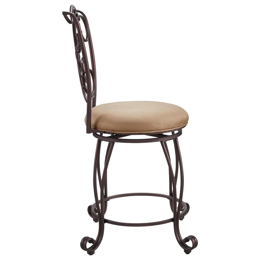 Linon Home Decor Gathered Swivel Counter Stool in Rich Bronze, , large