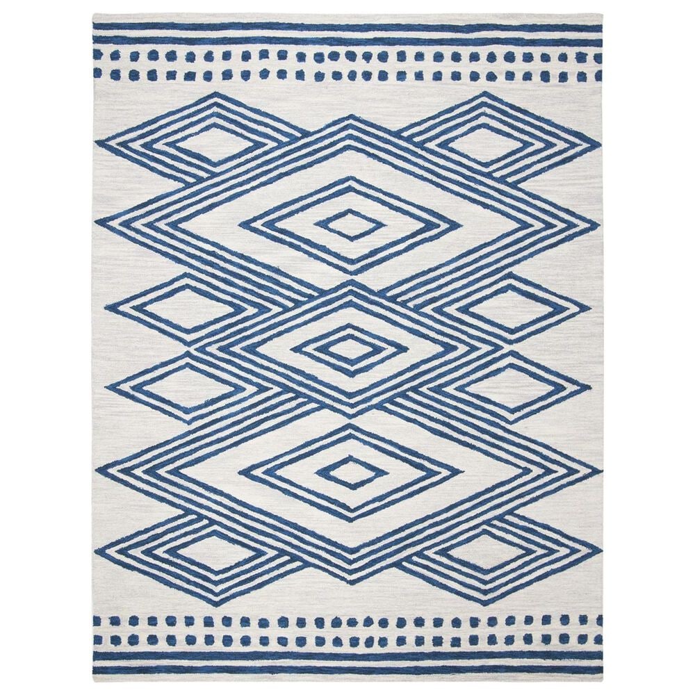 Safavieh Micro-Loop Southwestern 8" x 10" Ivory and Navy Area Rug, , large