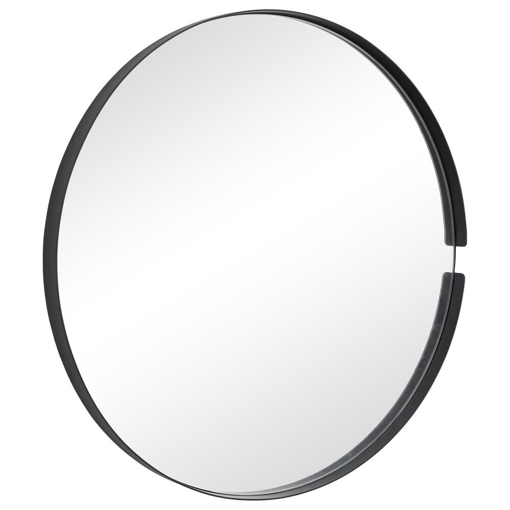 Maple and Jade Round Wall Mirror in Black, , large