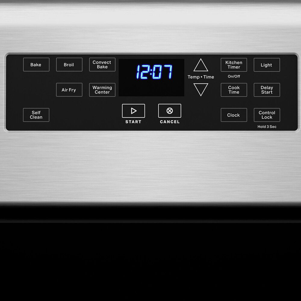 MAYTAG 2-Piece Kitchen Package with 5.3 Cu. Ft. Freestanding Electric Range and 1.1 Cu. Ft. Over-the-Range Microwave in Fingerprint Resistant Stainless Steel, , large