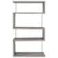 Coaster Emelle 4-Shelf Bookcase with Glass Panel in Light Grey Driftwood and Clear, , large