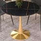 Leisuremod Leisuremod Bristol 35 round dining table Gold base with Black Sintered stone Top, , large