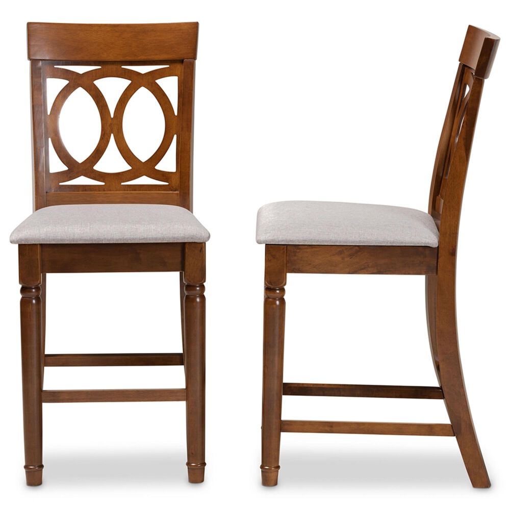 Baxton Studio Violet Counter Height Chair in Grey/Walnut &#40;Set of 2&#41;, , large