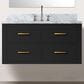 Lexora Home Castor 36" Single Bathroom Vanity in Black with 2 cm White Carrara Marble Top and Rectangular Sink, , large