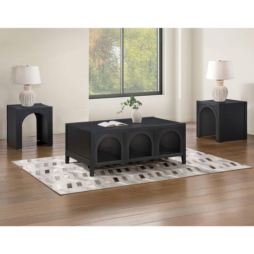 Crystal City Fitzgerald 48" Cathedral Coffee Table in Rich Black, , large