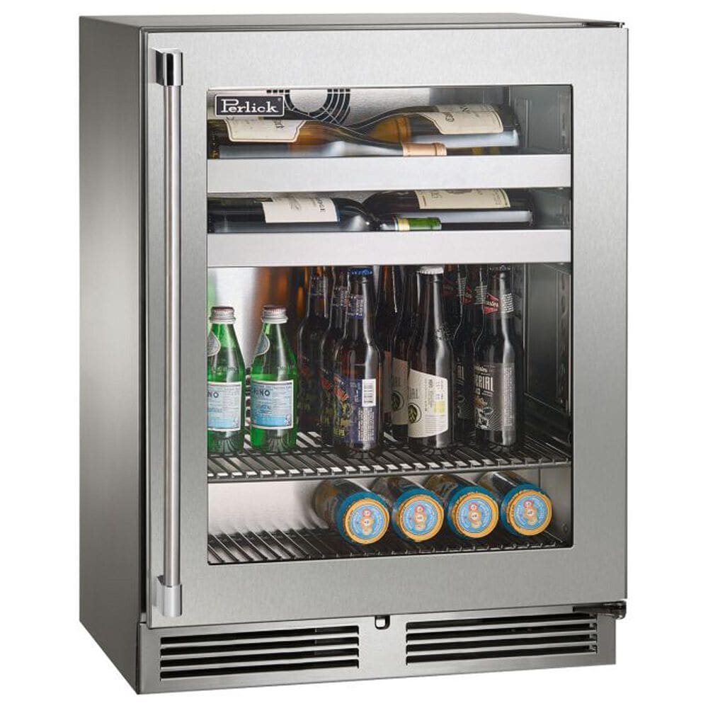 Perlick Signature Series 24" Indoor Beverage Center with Right Hinge Glass Door in Stainless Steel, , large