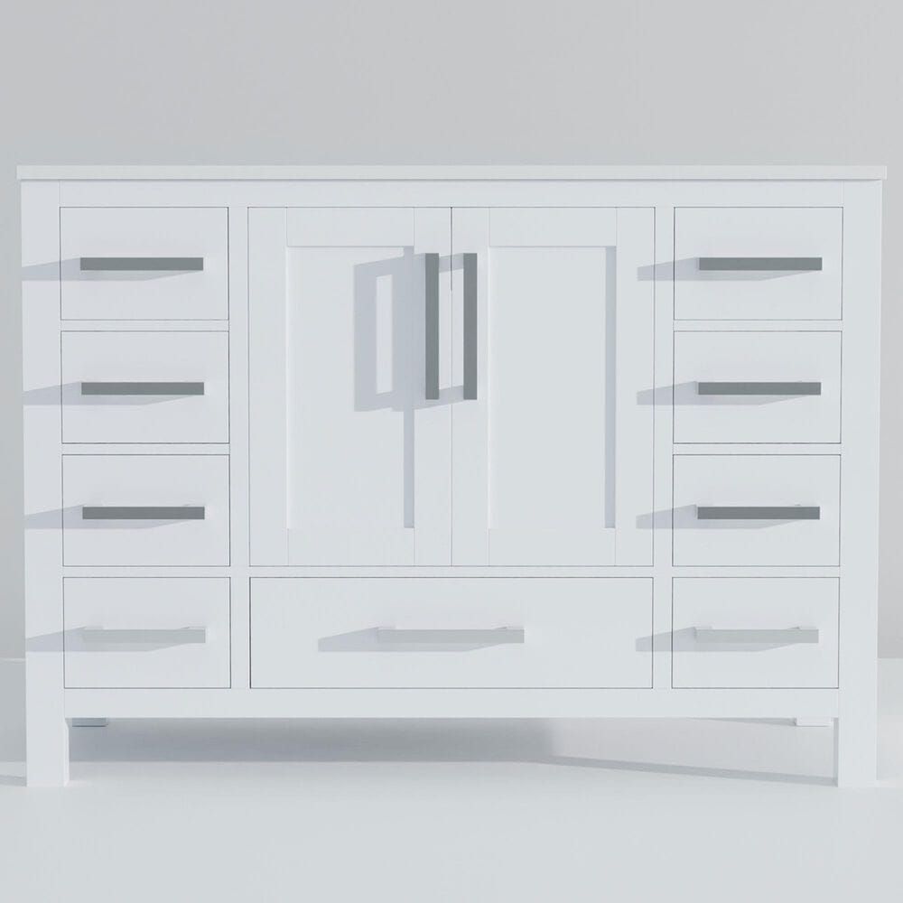 Lexora Home Jacques 48" Single Bathroom Vanity in White with 2 cm White Cultured Marble Top and Rectangular Sink, , large