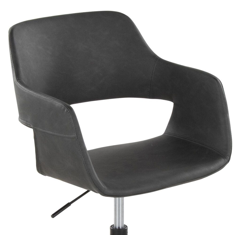 Lumisource Margarite Task Chair with Grey Faux Leather Cushion in Black, , large
