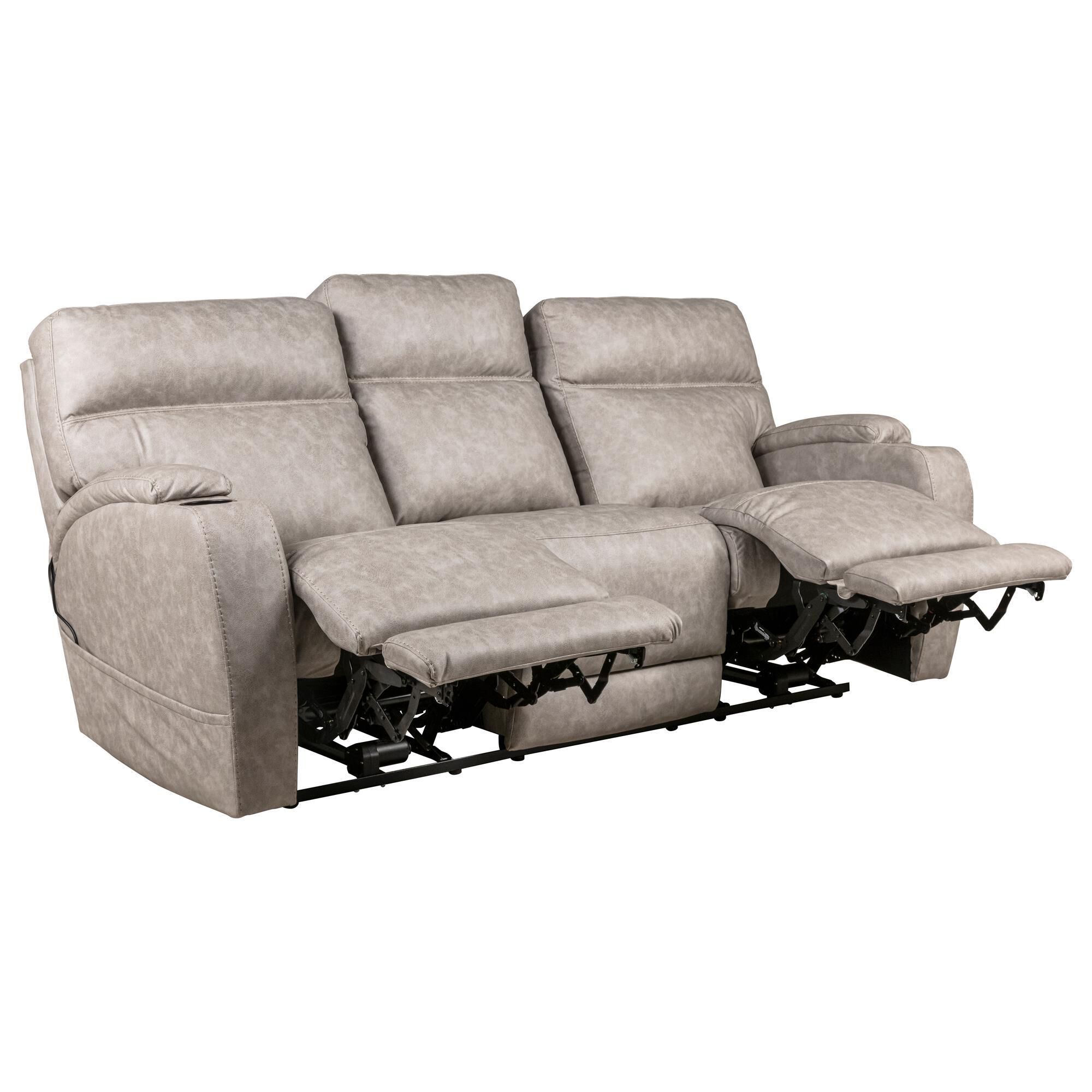 HomeStretch Jaguar Triple Power Reclining Sofa in Pebble