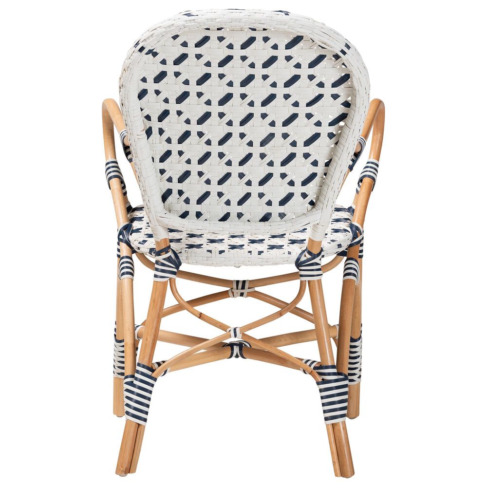 Baxton Studio Bryson Arm Chair in Natural Brown, Blue and White, , large