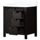 Lexora Home Marsyas 30" Single Bathroom Vanity in Brown with 2 cm White Cultured Marble Top and Rectangular Sink, , large