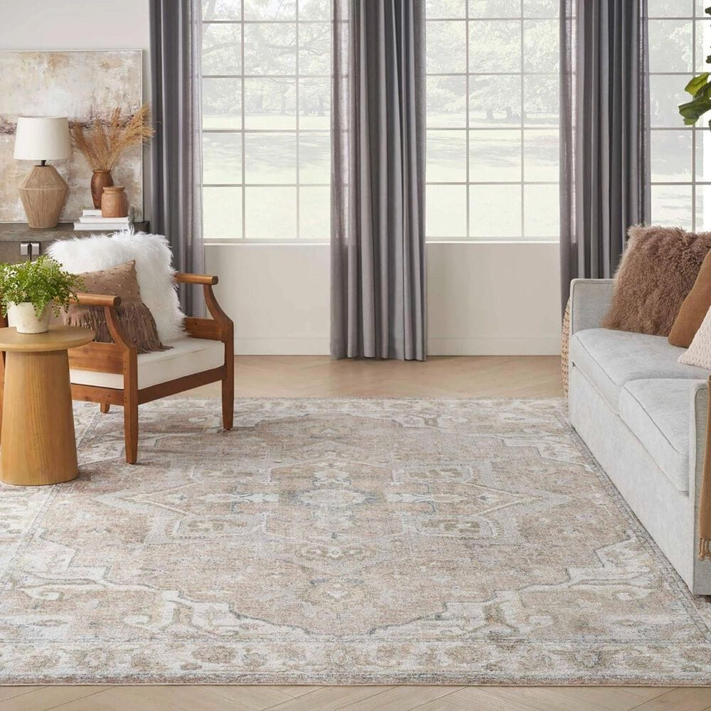 Nourison Astra Machine Washable 7&#39;10&quot; x 10&#39; Beige Area Rug, , large