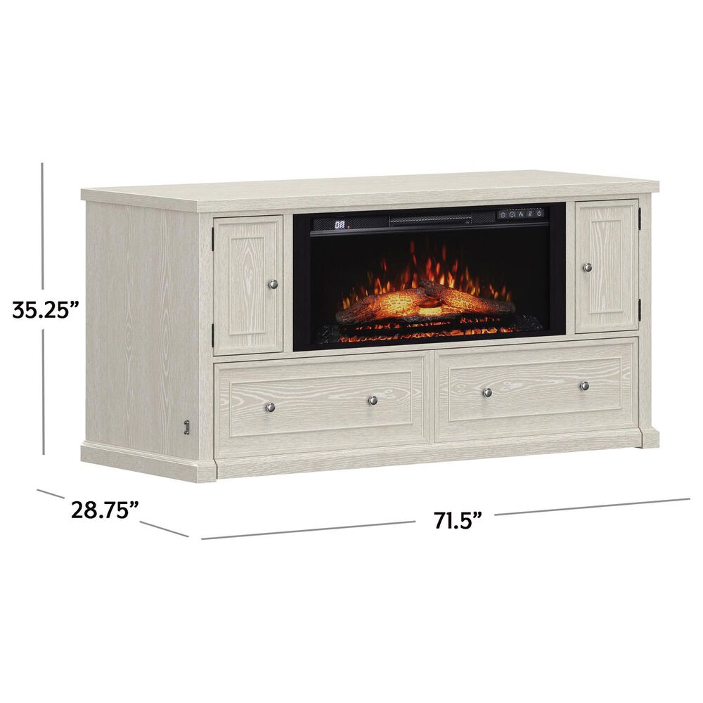 Richlands Furniture Soren Fireplace Dream Console with Queen Convertible Bed in Whitewash, , large