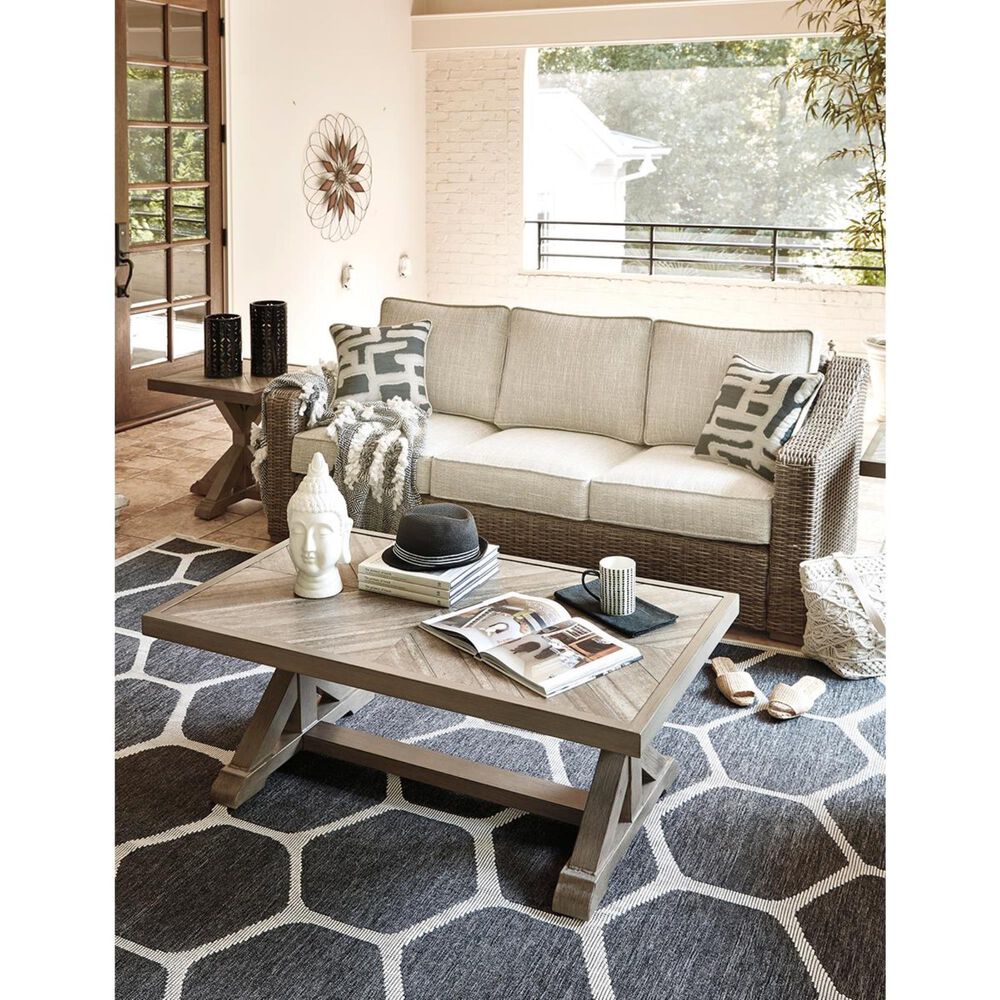 Ashley Beachcroft Sofa in Beige with Accent Pillows, , large