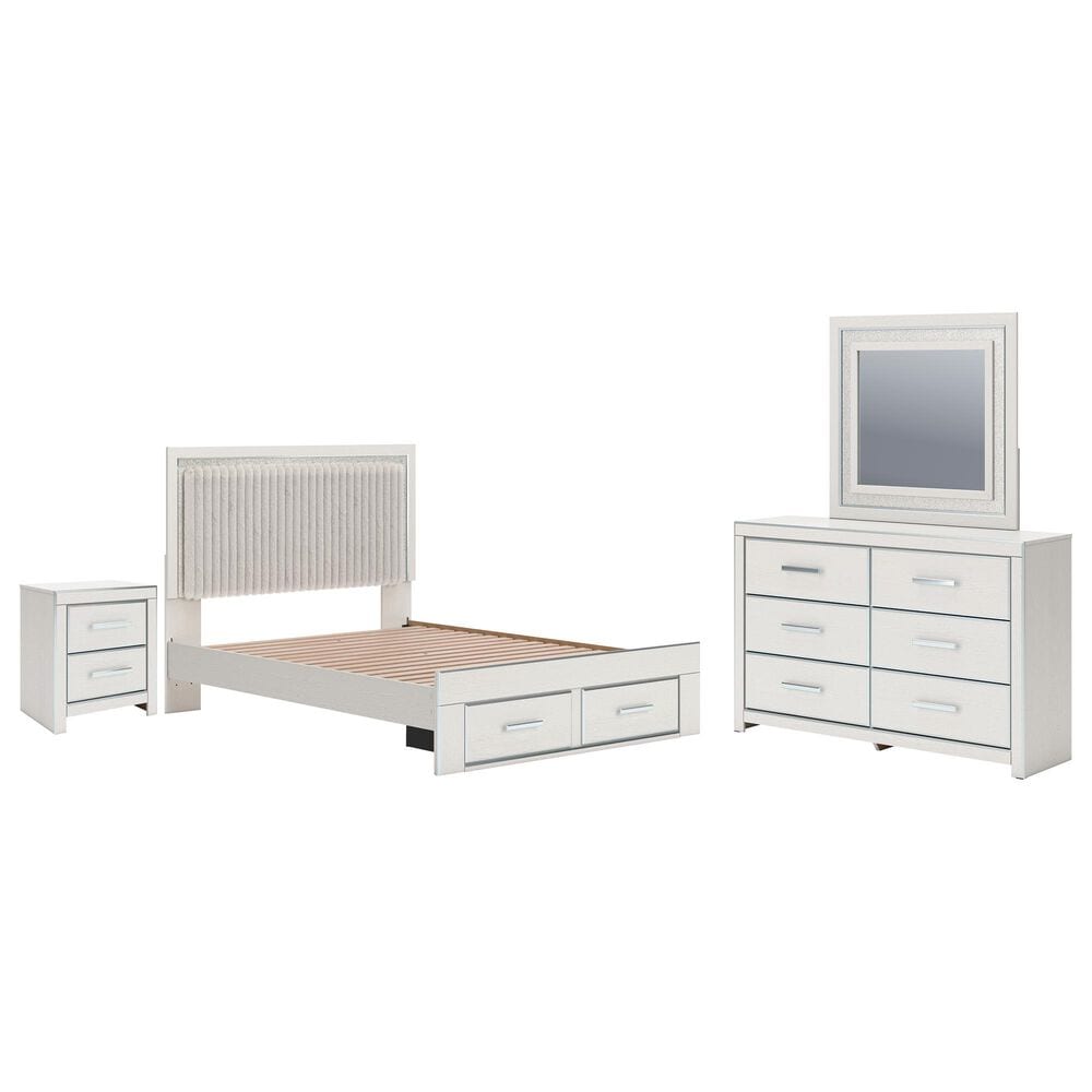 Ashley Zuraleus 4-Piece Queen Upholstered Storage Bedroom Set in Matte White, , large