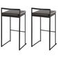 Lumisource Fuji Stackable Barstool with Brown Faux Leather Cushion in Black (Set of 2), , large