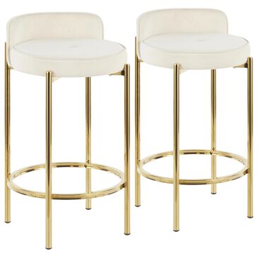 Lumisource Chloe Counter Stool in White/Gold (Set of 2), , large
