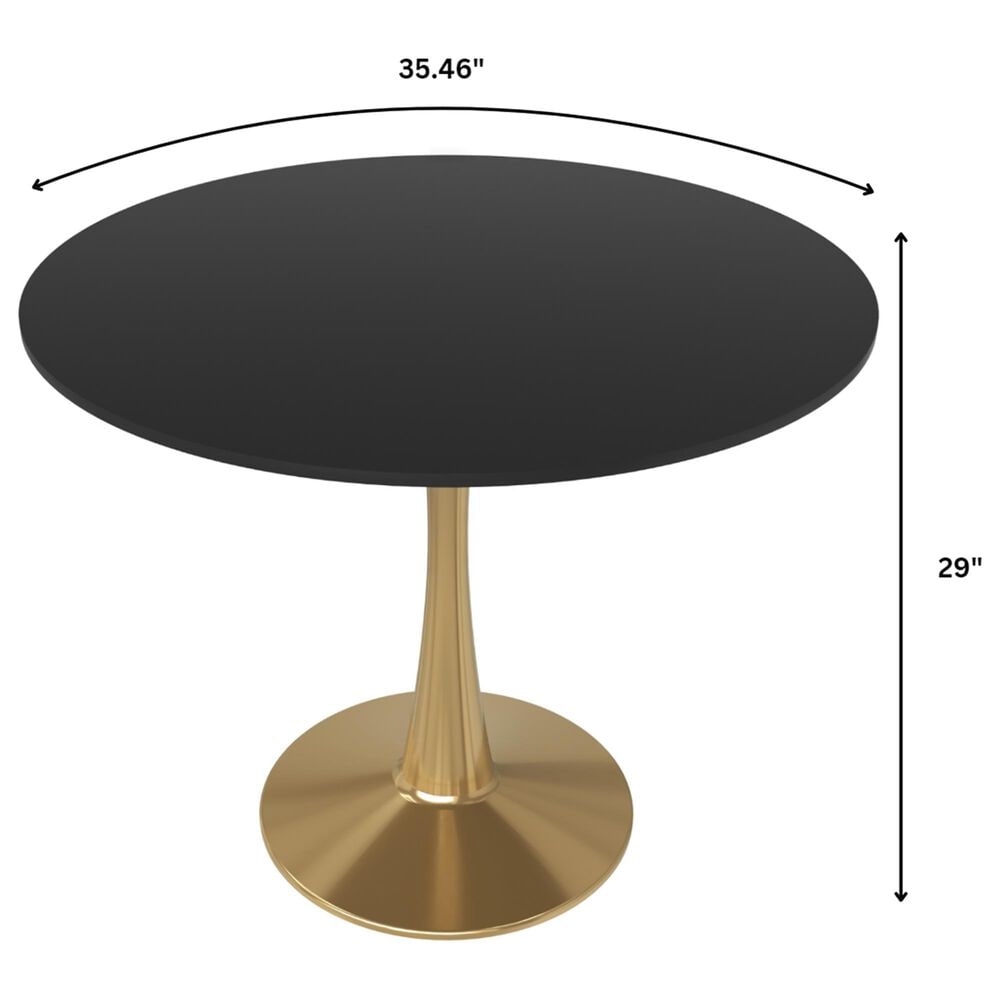 Leisuremod Leisuremod Bristol 35 round dining table Gold base with White Sintered stone Top, , large