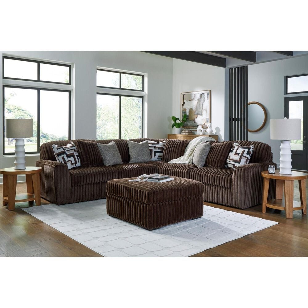 Ashley Midnight-Madness 5-Piece Symmetrical Sectional in Chocolate, , large