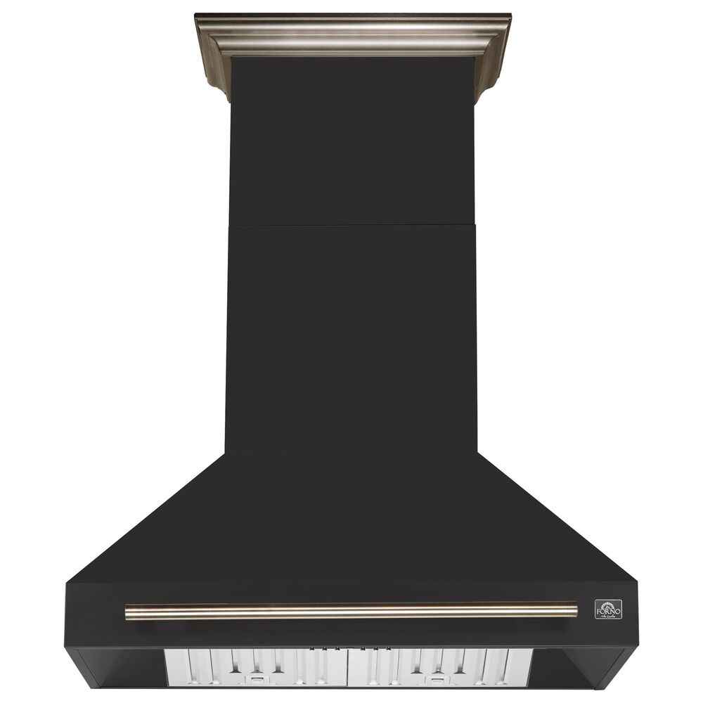 Forno Aria 36" Wall Mount Range Hood in Black and Antique Brass, , large