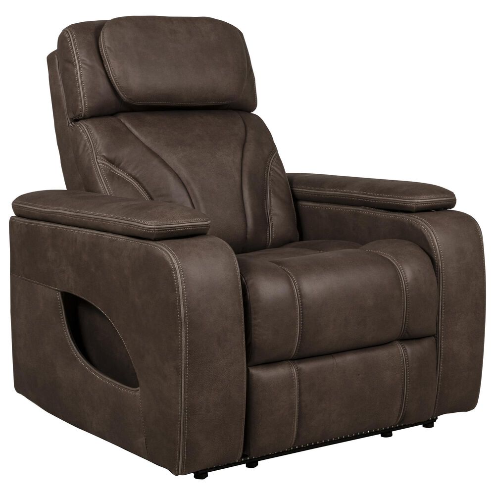 Aurora Furnishings Power Recliner with Power Headrests in Teramo Brown, , large