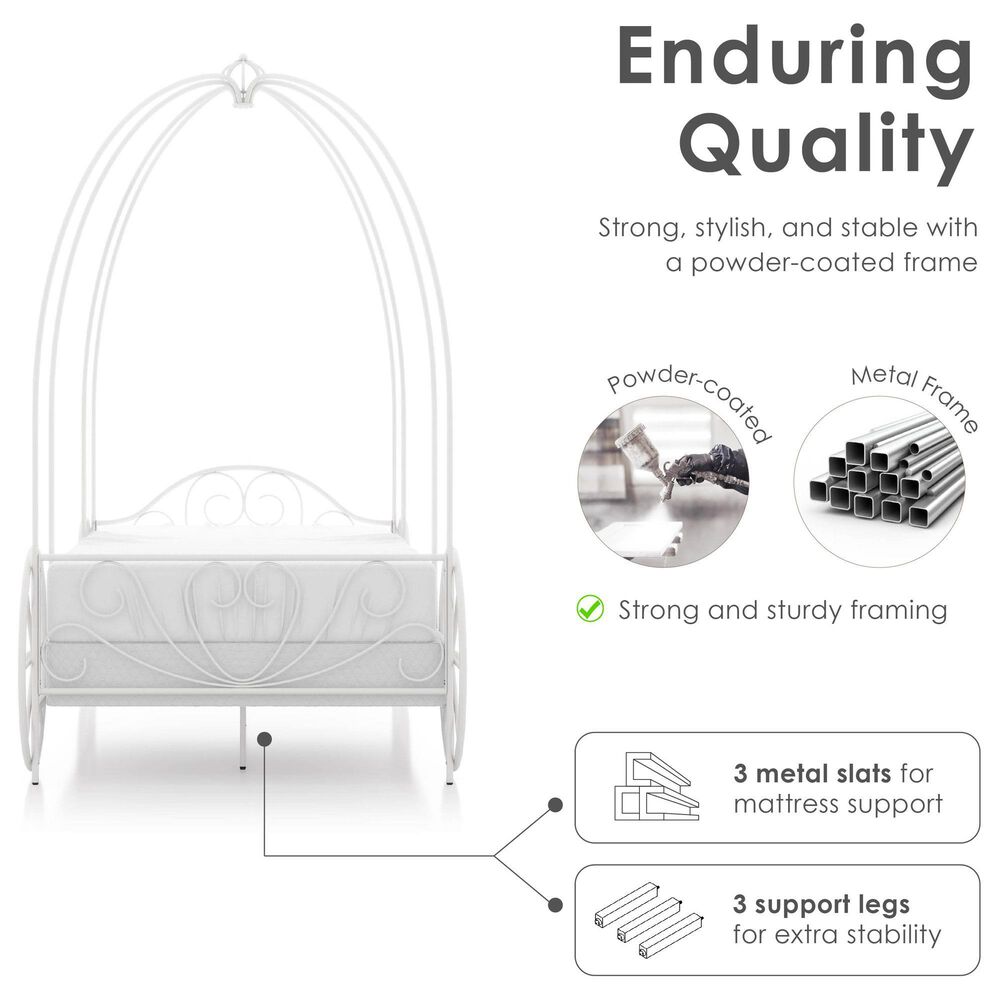 Furniture of America Carriage Twin Canopy Bed in White, , large