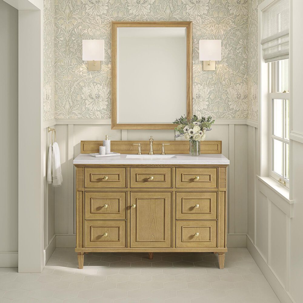 James Martin Vanities Lorelai 48&quot; Single Vanity in Light Natural Oak with 3 cm Arctic Fall Solid Surface Top, , large
