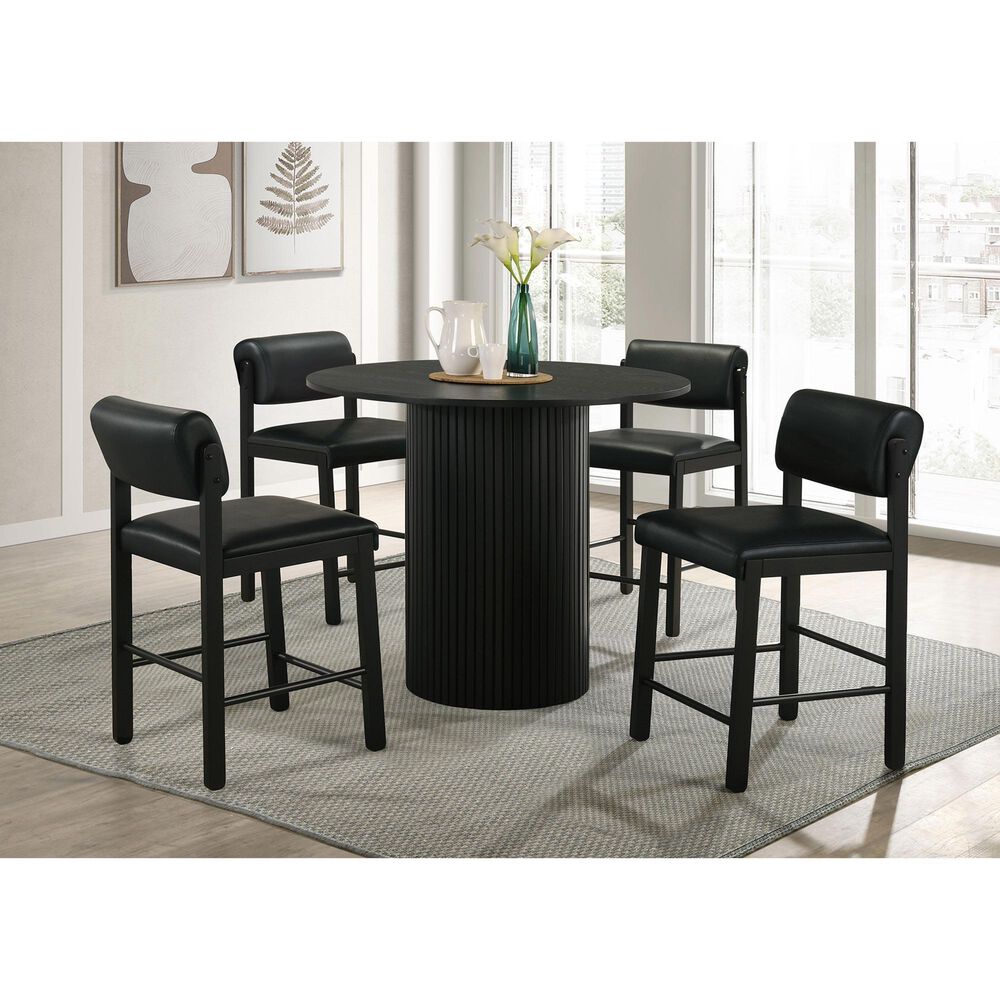 Pacific Landing Hamlyn Round Counter Height Dining Table in Black - Table Only, , large