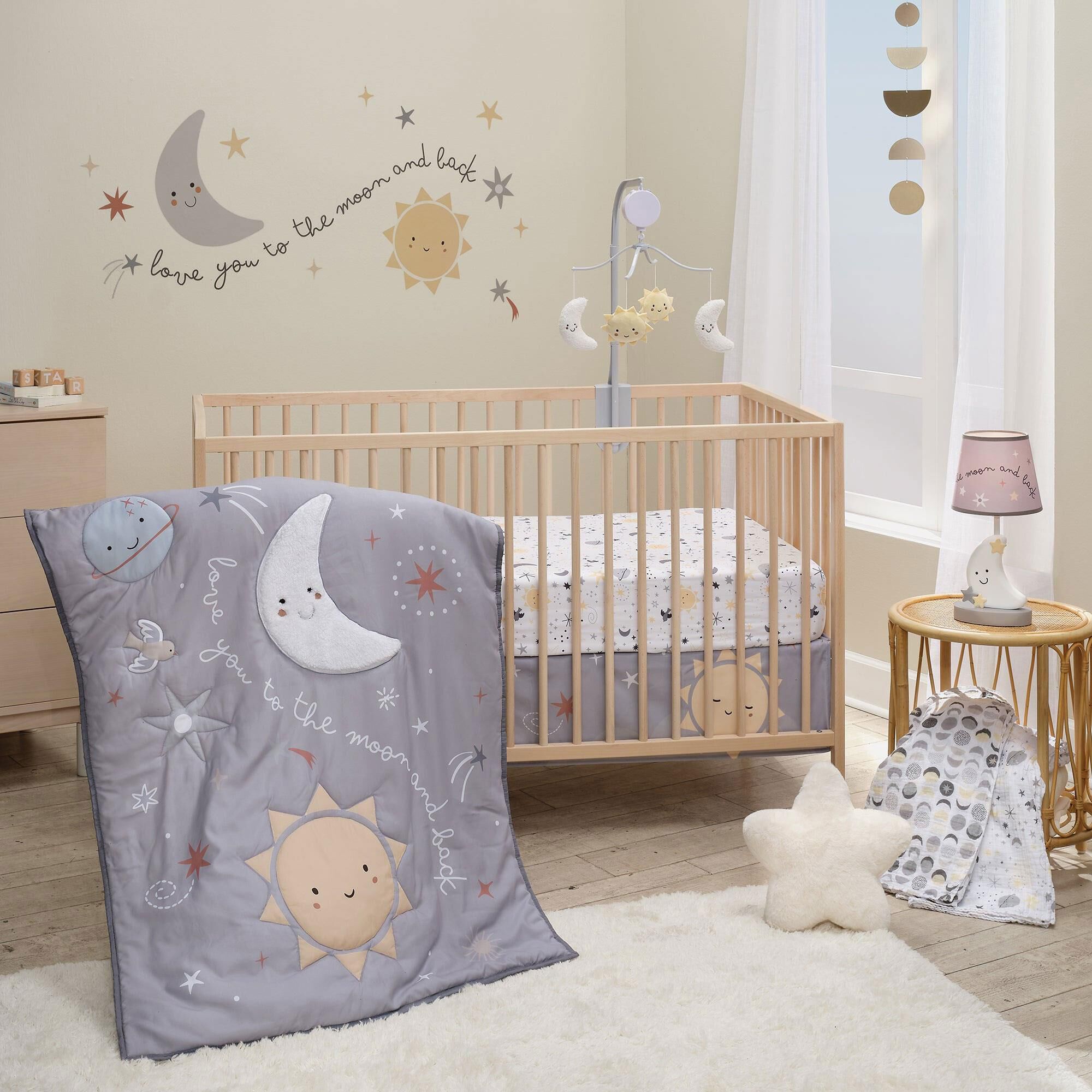 Lambs and Ivy Little Star 3 Piece Baby Crib Bedding Set in Gray White Yellow and Multicolor NFM