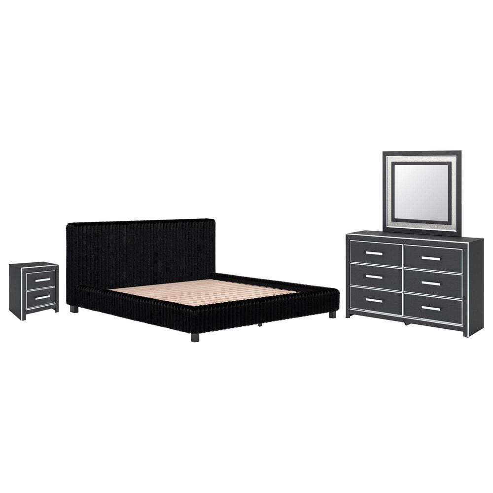 Ashley Zuraleus 4-Piece King Upholstered Platform Bedroom Set in Matte Black, , large