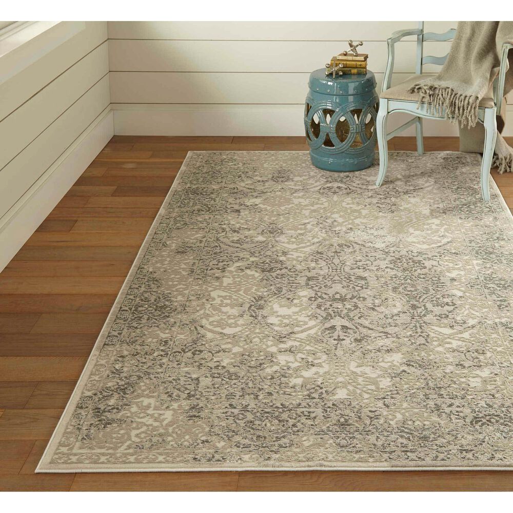 Feizy Prasad Oriental 5&#39; x 8&#39; Light Gray Area Rug, , large