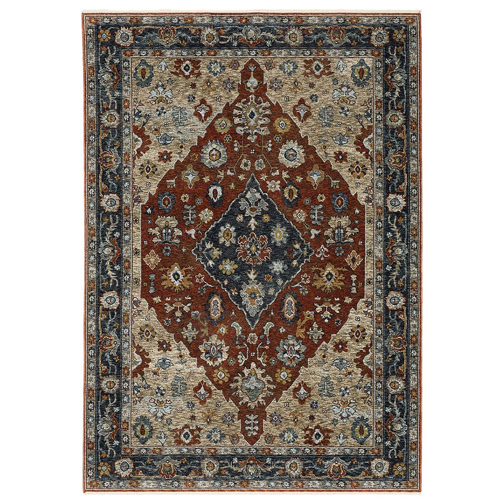 Oriental Weavers Aberdeen Aztec Medallion 2"3" x 7"6" Red Runner, , large