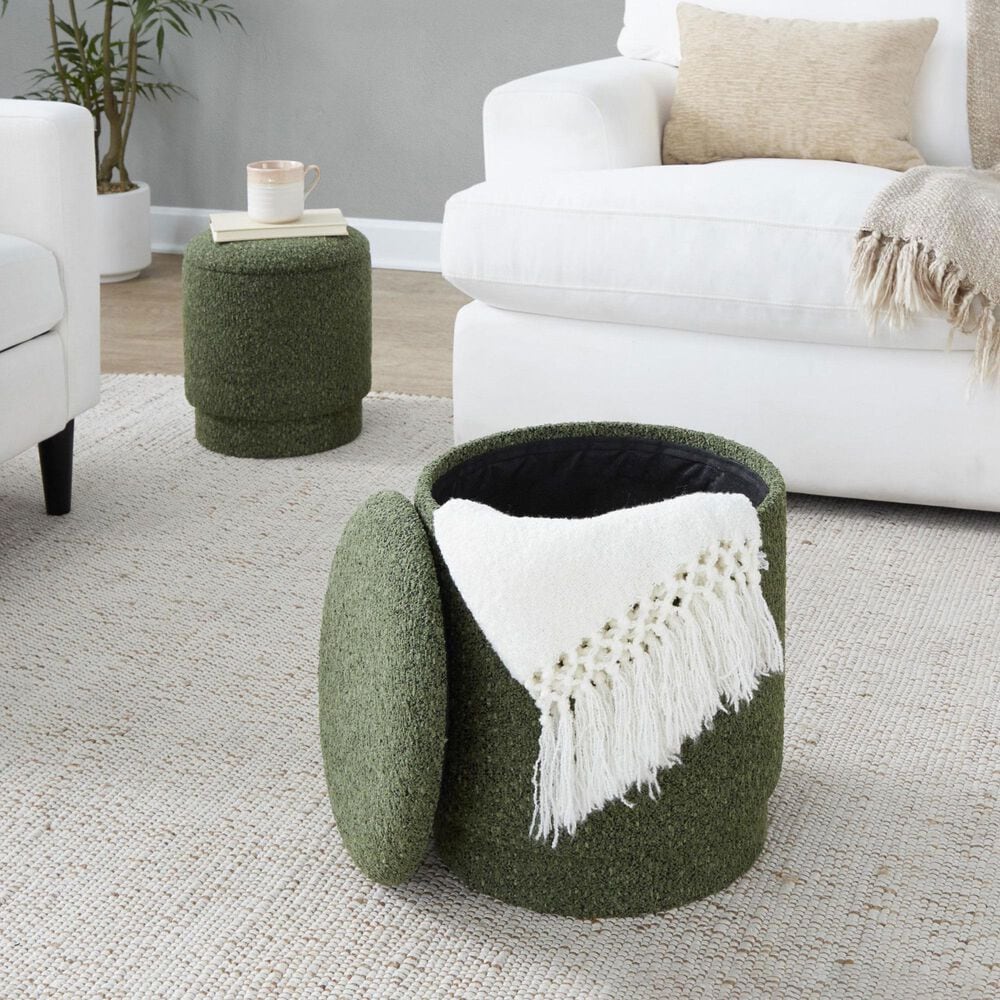 Lumisource Marla 2-Piece Upholstered Ottoman Set in Dark Green, , large