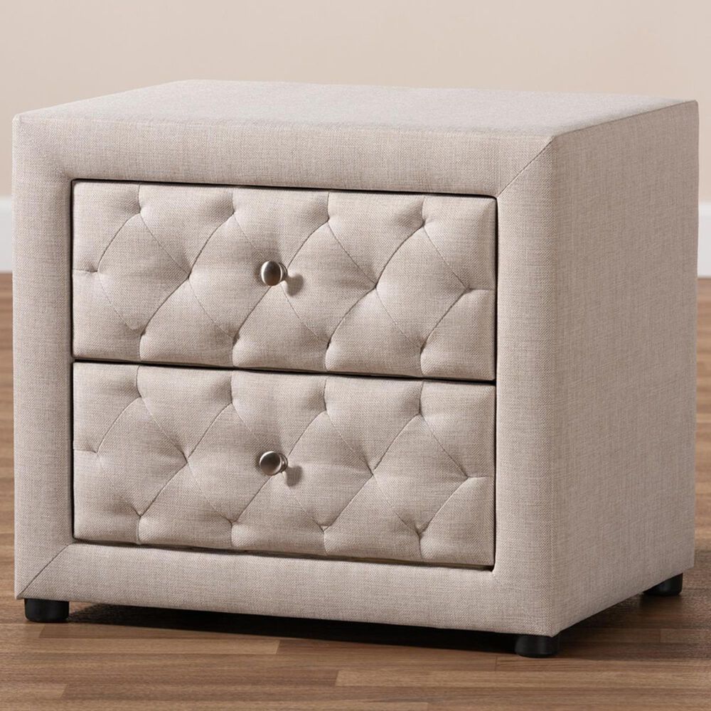Baxton Studio Lepine 2 Drawer Nightstand in Beige, , large