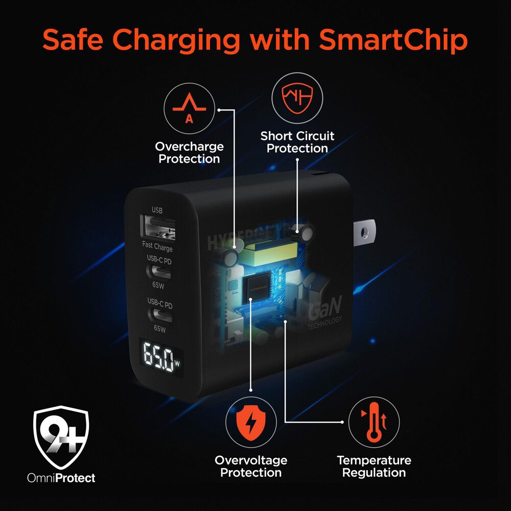 Hypercel SpeedBoost 65W Multi Travel Charger in Black, , large