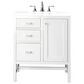 James Martin Vanities Addison 30" Single Vanity Cabinet in Glossy White with 3 cm White Zeus Quartz Top and Rectangular Sink, , large