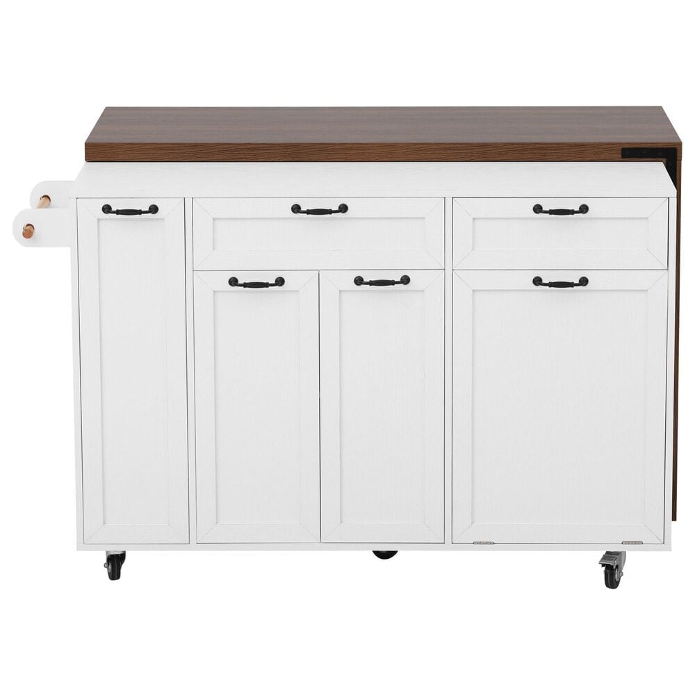 HOMLUX 102" Kitchen Island with Extendable Dining Table in White, , large