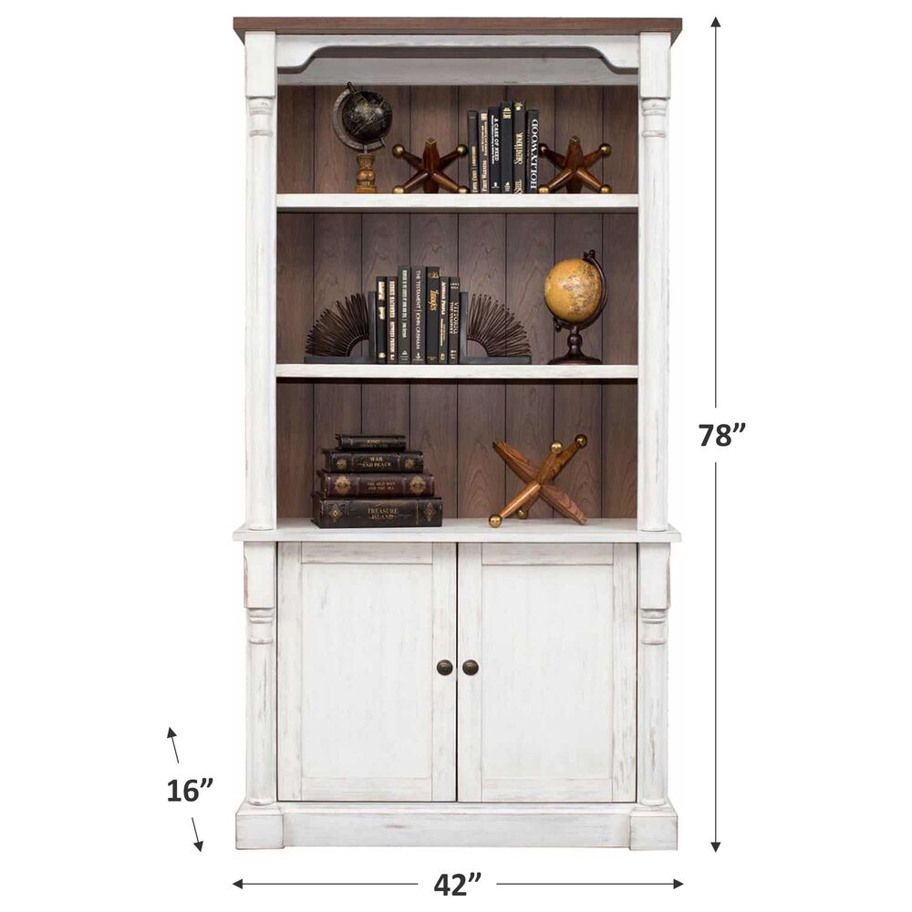 Wycliff Bay Durham 3-Shelf Adjustable Bookcase in Weathered White and Cherry, , large