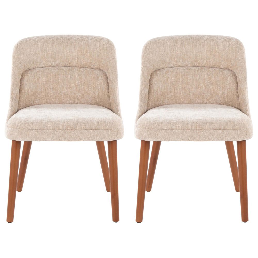Lumisource Rina Side Chair with Light Brown Cushion in Walnut &#40;Set of 2&#41;, , large