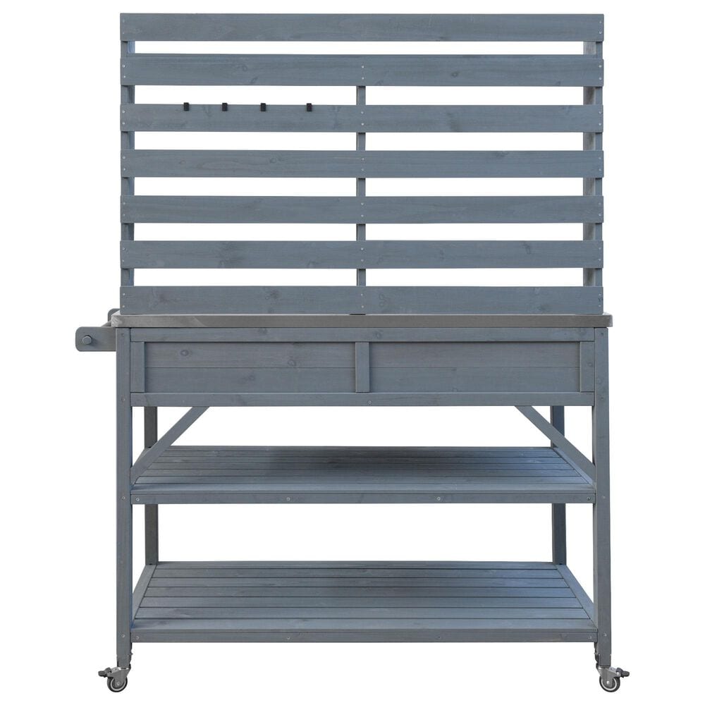 HOMLUX 65" Outdoor Potting Bench Table in Grey, , large