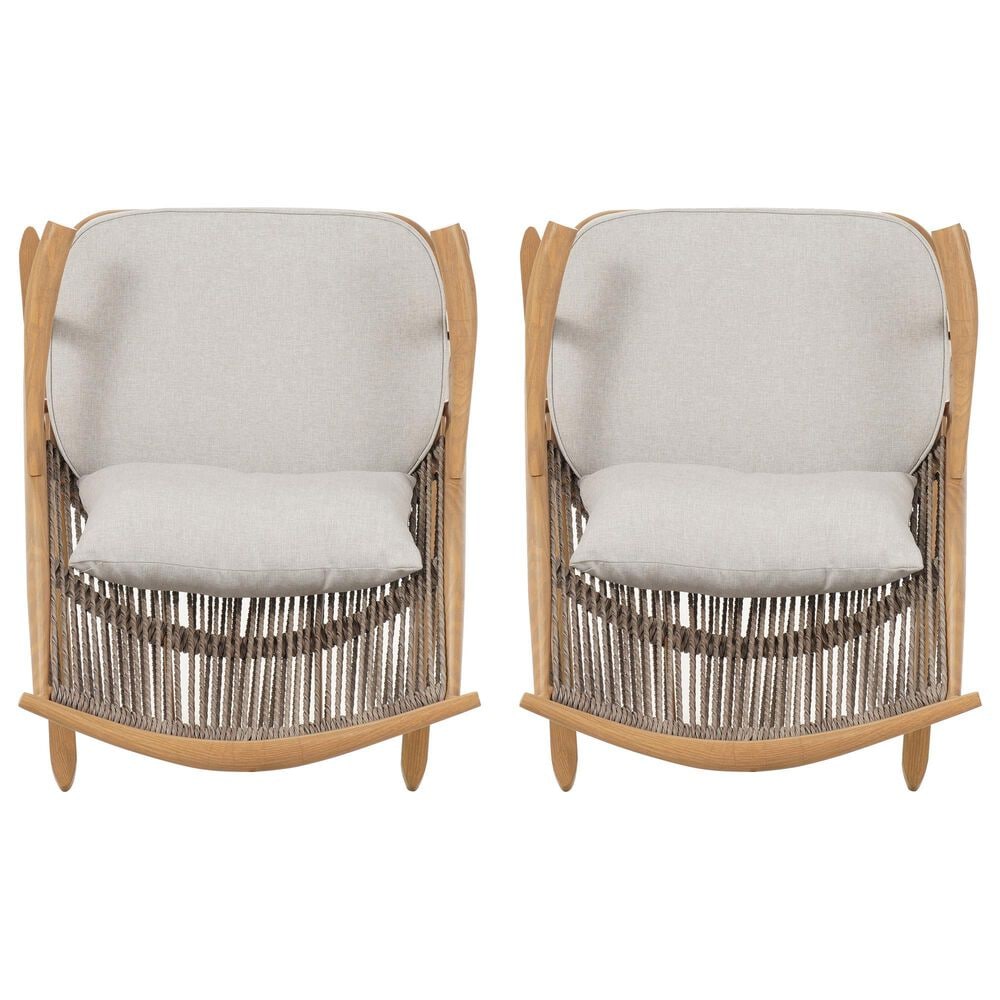 Hearth and Haven Outdoor Rocking Chair with PE Rattan Backrest in Gray (Set of 2), , large