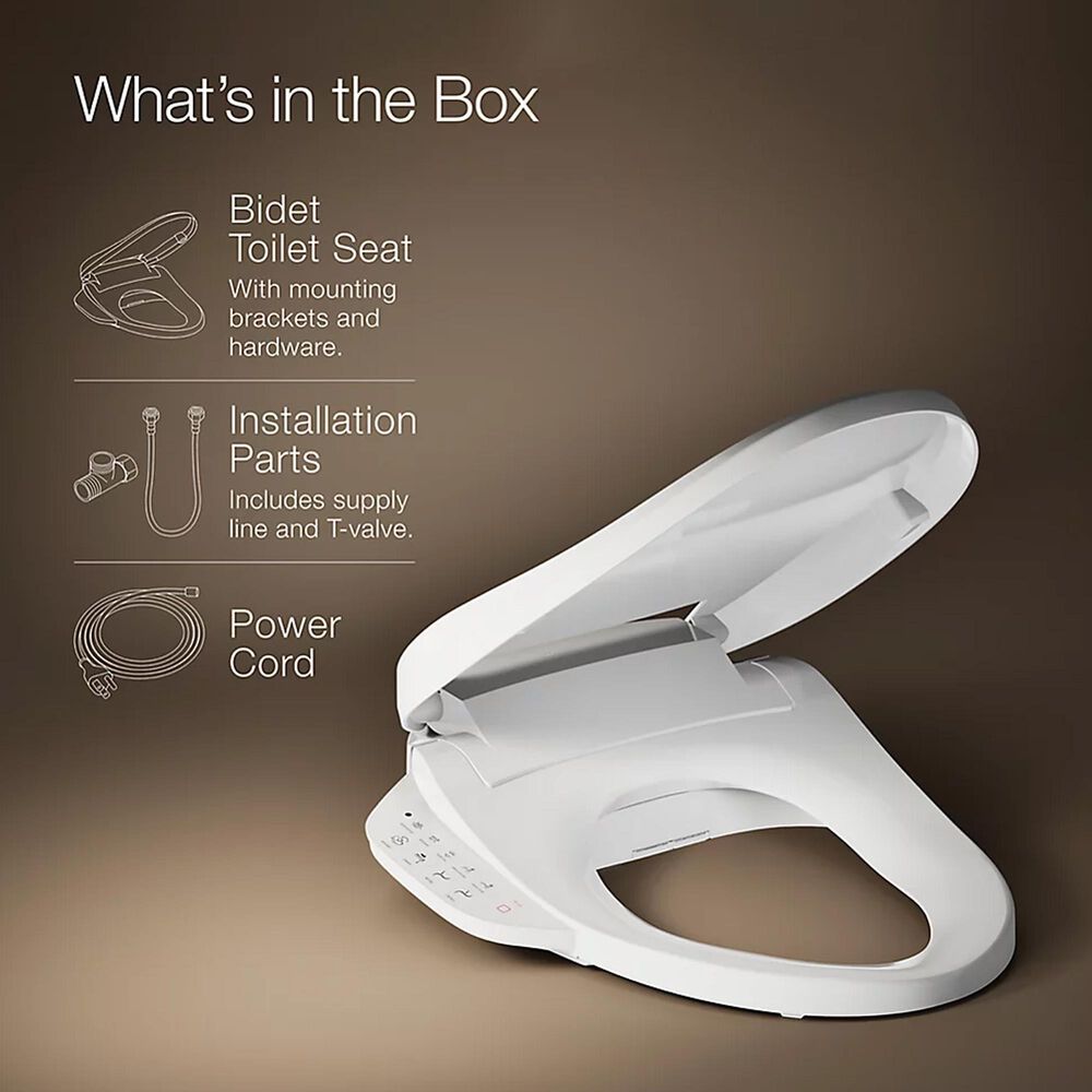 Kohler PureWash E590 Elongated Bidet Toilet Seat in White, , large