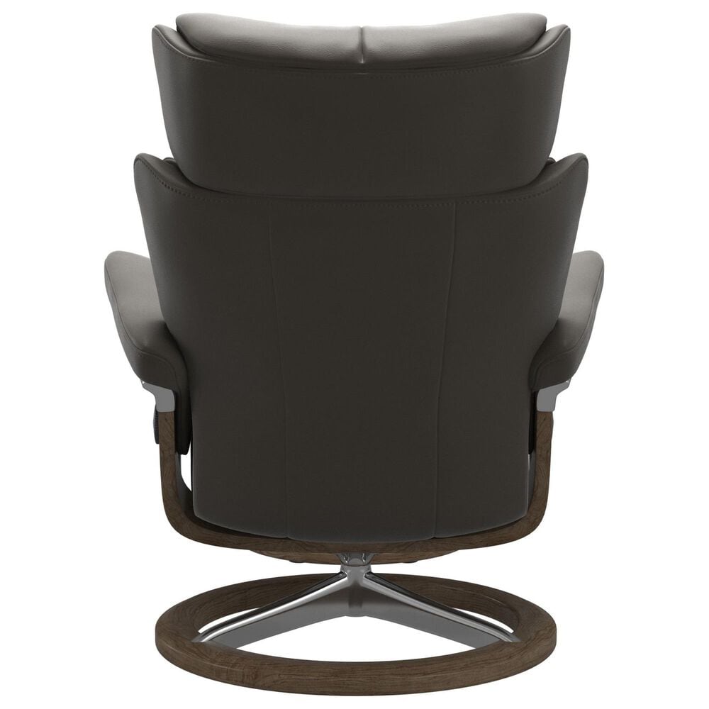Stressless Magic Medium Leather Chair and Ottoman in Paloma Metal Grey, , large