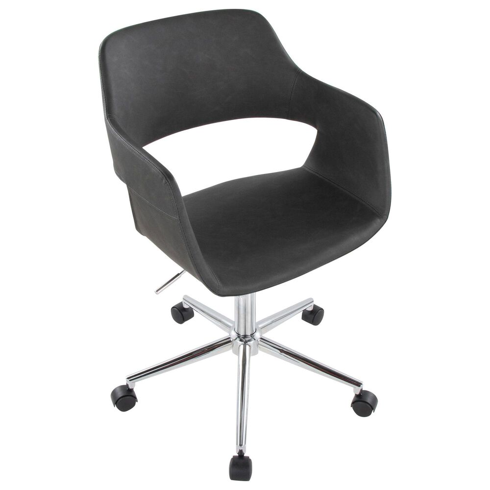 LumiSource Margarite Swivel Task Chair with Grey Faux Leather Cushion in Chrome, , large