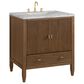 James Martin Myrrin 30" Single Bathroom Vanity in Mid-Century Walnut with 3 cm Carrara Marble Top and Rectangular Sink, , large