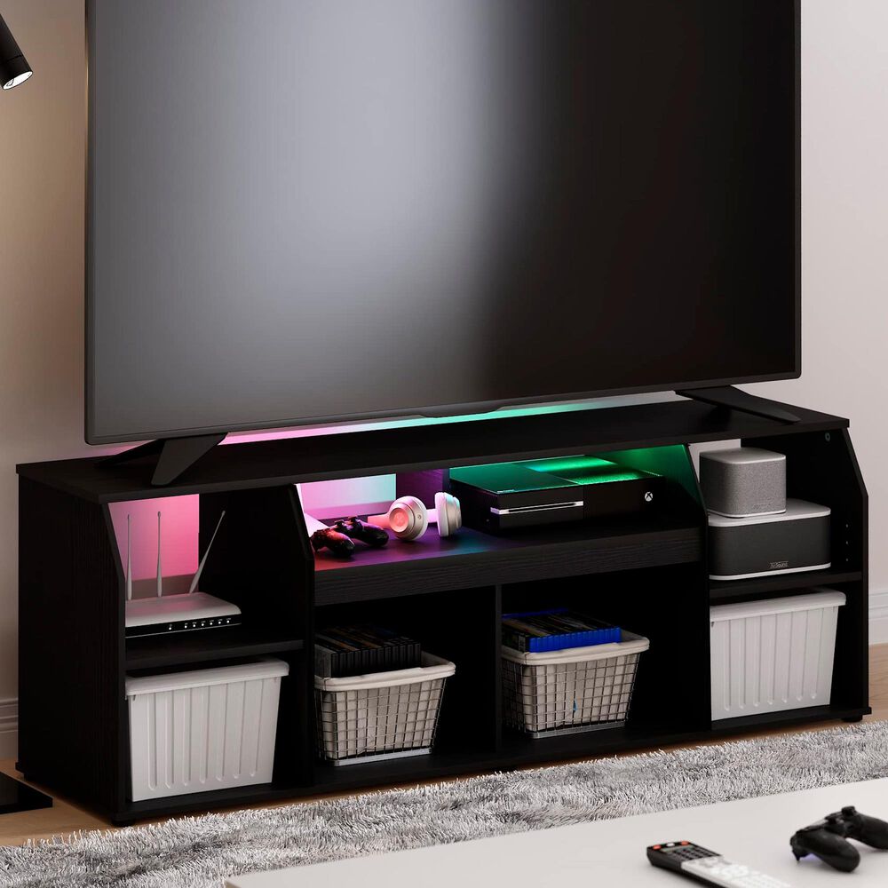 HOMLUX 59" TV Stand with LED Lights in Americano, , large
