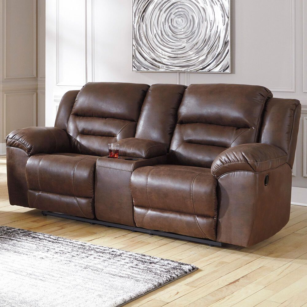 Ashley Stoneland Power Reclining Loveseat with Console in Chocolate, , large