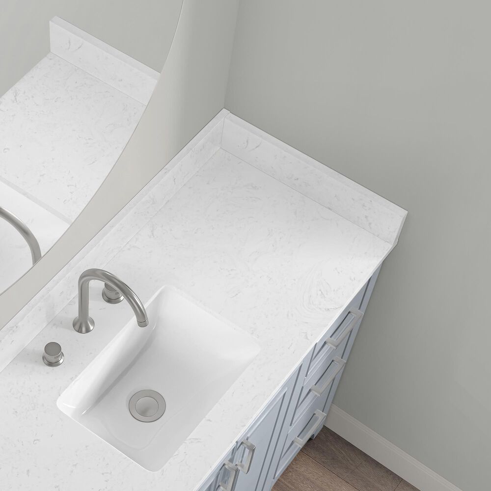 37B Lucerne 48" Single Bathroom Vanity in Soft Blue with Marble Top and Backsplash, , large