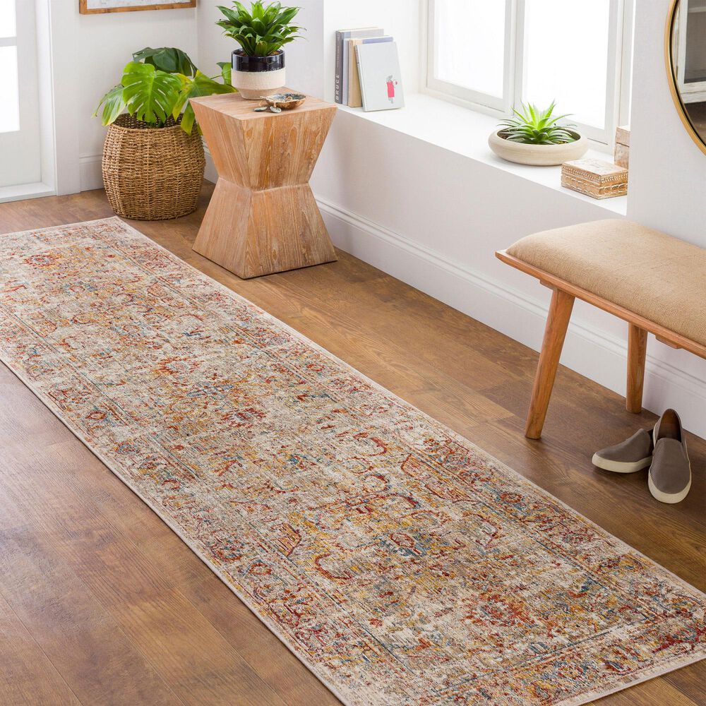 Surya Aspendos 2&#39;7&quot; x 10&#39; Gray, Charcoal, Taupe, Dusty Pink, Rust, Burgandy, Mustard, Blue, Black and Cream Runner, , large