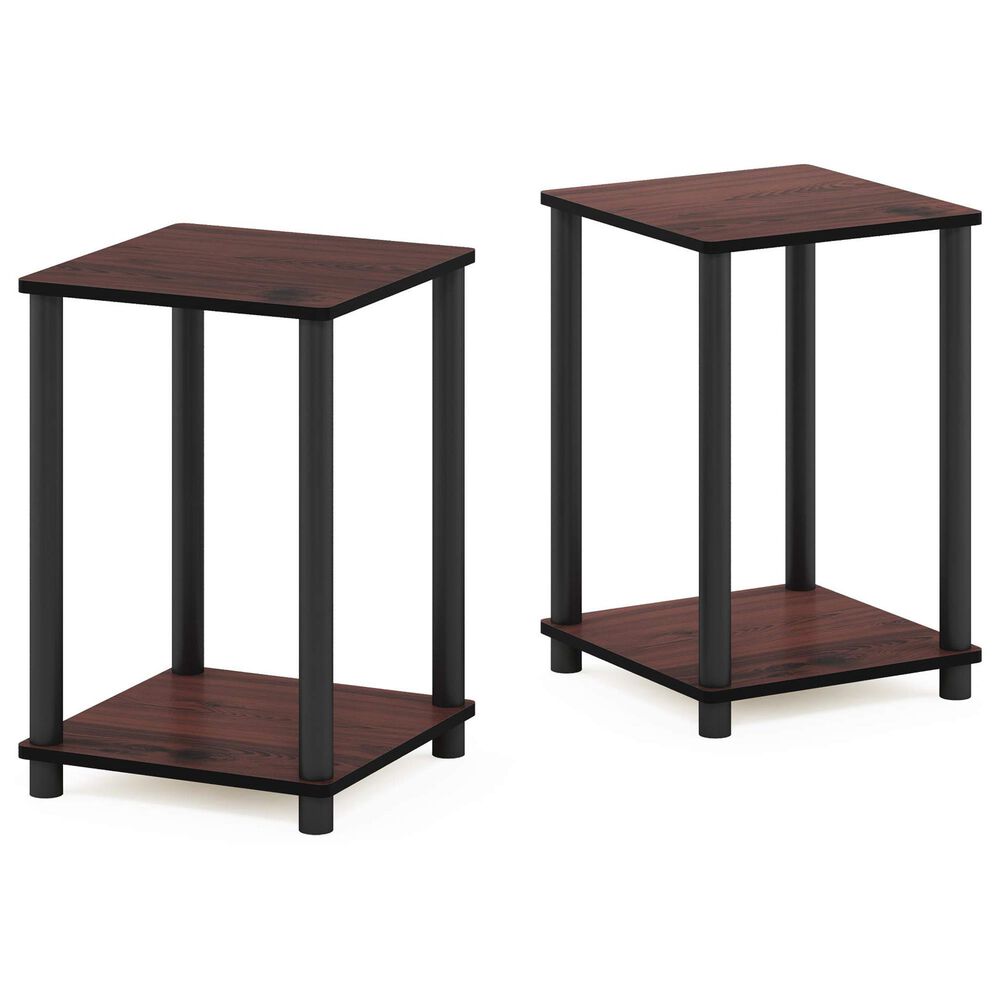 HOMLUX Turn-N-Tube End Table in Dark Cherry and Black (Set of 2), , large